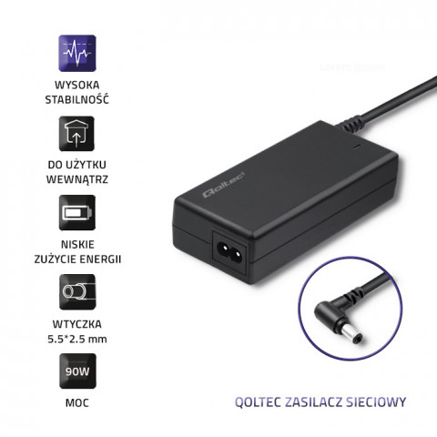 Qoltec zasilacz do ibm lenovo 90w 20v 4.74a, 5.5*2.5 50099.90w - Galeria zdjęcie 3