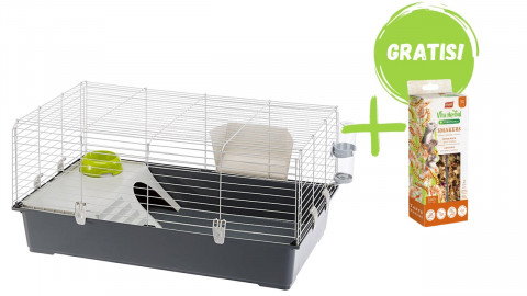FERPLAST Rabbit 100 - klatka dla królika + kolba dla gryzoni Vitapol Smakers - Galeria zdjęcie 1
