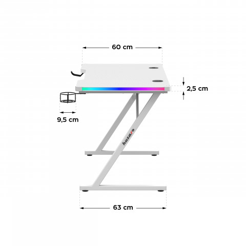 Biurko gamingowe Huzaro Hero 2.5 White RGB - Galeria zdjęcie 5