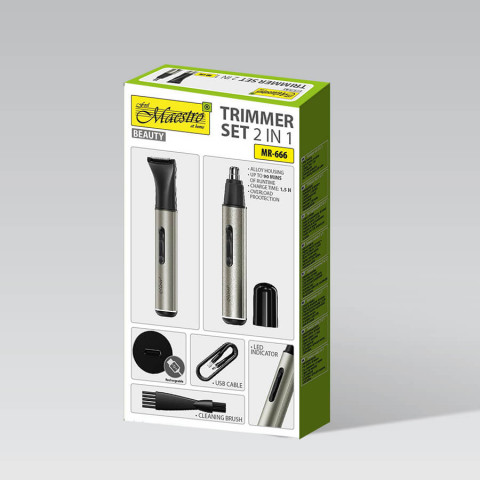 Zestaw trymerów 2w1 USB MAESTRO MR-666 - Galeria zdjęcie 5