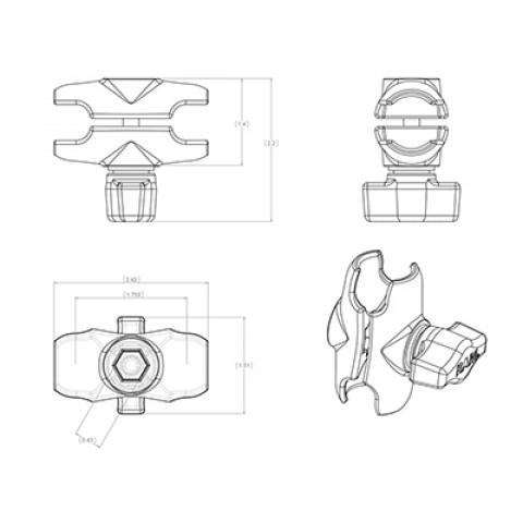 RAM MOUNT ramię montażowe o dł. 6 cm RAM-B-201U-A - Galeria zdjęcie 3
