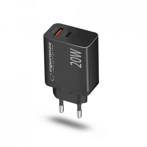 ESPERANZA ŁADOWARKA SIEC. 20W USB-C/USB-A EZC105K - Galeria zdjęcie 3