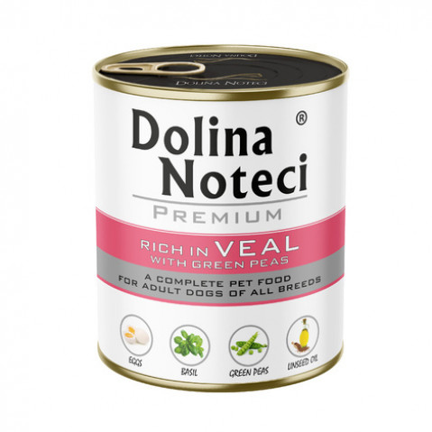 DOLINA NOTECI Premium bogata w cielęcinę z zielonym groszkiem - mokra karma dla psa - 800g - Galeria zdjęcie 1