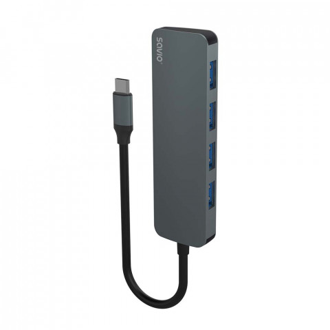 SAVIO AK-54 HUB USB-C - 4 X USB-A, SZARY - Galeria zdjęcie 1