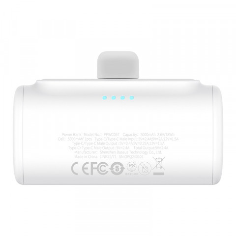 Powerbank Baseus Compact 5000mAh USB-C (biały) - Galeria zdjęcie 4