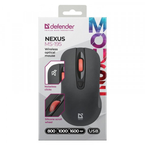 DEFENDER MYSZ NEXUS MS-195 RF SILENT CZARNA - Galeria zdjęcie 5
