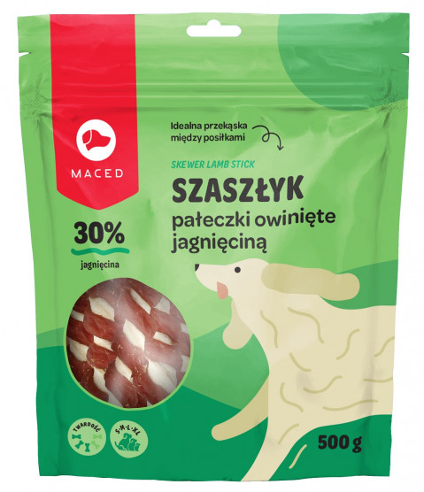 MACED Szaszłyk Pałeczki owinięte jagnięciną - przysmak dla psa - 500g - Galeria zdjęcie 1