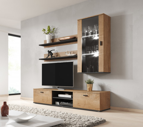 Witryna wisząca SOHO dąb lefkas+ czarny - Galeria zdjęcie 5