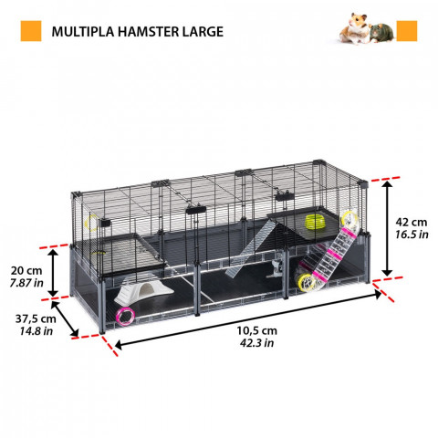 FERPLAST Multipla hamster large - klatka dla gryzoni - 107,5 x 37,5 x 42 cm - Galeria zdjęcie 2
