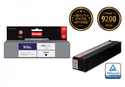 Activejet AH-970BRX Tusz do drukarki HP, Zamiennik HP 970XL CN625AE; Premium; 250 ml; czarny. Drukuje więcej o 20%. - Galeria zdjęcie 2