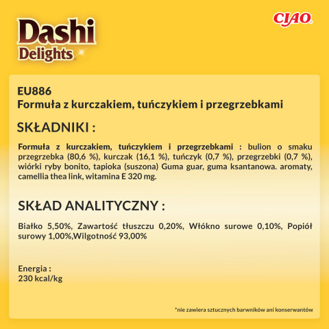 INABA CAT Dashi Delights Silky Broth Chicken with Tuna & Scallop - przysmak dla kota - 4x40g + GRATIS - Galeria zdjęcie 13