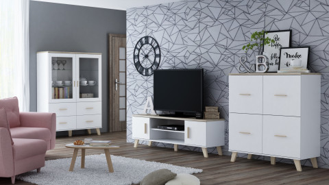 RTV LOTTA 160 2D2K biały+ dąb sonoma - Galeria zdjęcie 4