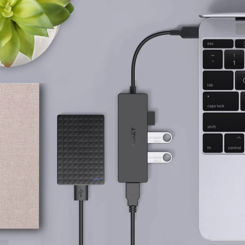 AUKEY CB-C64 HUB USB-C SLIM 4XUSB 3.1 5GBPS OTB - Galeria zdjęcie 2