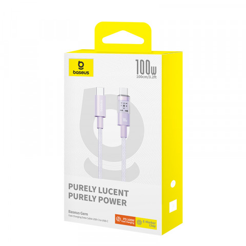 Kabel Baseus Gem Typ C-Typ C 100W 1m (fioletowy) - Galeria zdjęcie 6