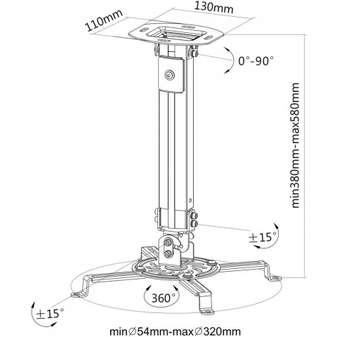 TECHLY UCHWYT SUFITOWY DO PROJEKTORA 38-58CM 13,5K - Galeria zdjęcie 3