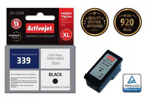 Activejet AH-339R Tusz do drukarki HP, Zamiennik HP 339 C8767EE; Premium; 35 ml; czarny. - Galeria zdjęcie 2