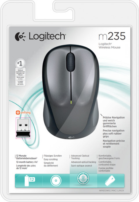 Mysz Logitech M235 Dark Grey bezprzewodowa - Galeria zdjęcie 5