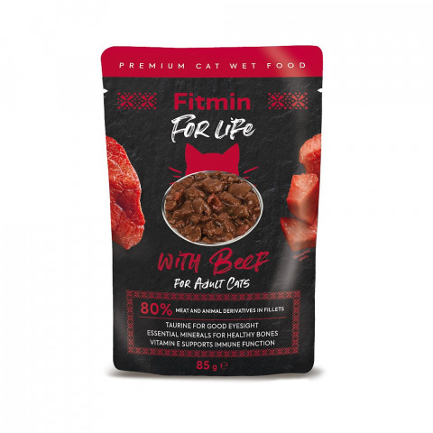 FITMIN For Life Cat Pouch Adult Beef - mokra karma dla kota - 85 g - Galeria zdjęcie 1