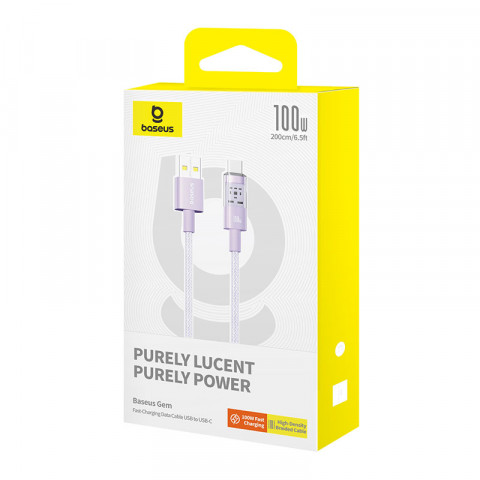 Kabel Baseus Gem USB-USB C 100W 2m (fioletowy) - Galeria zdjęcie 5