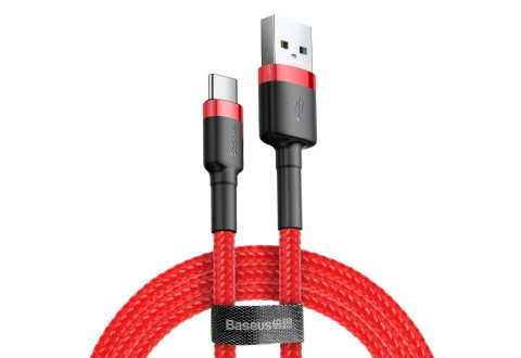 BASEUS CAFULE KABEL USB-C 2A 2M CZERWONO-CZARNY - Galeria zdjęcie 1