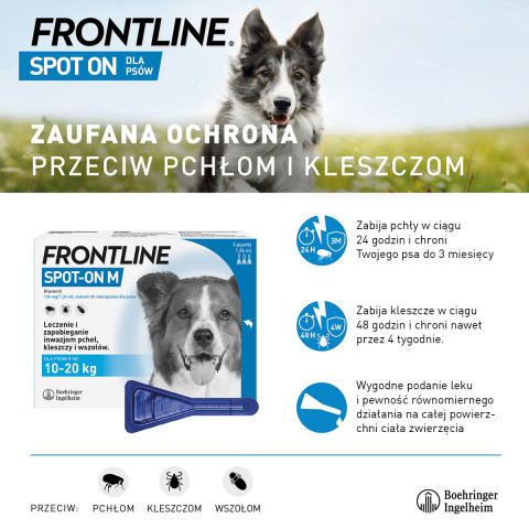 FRONTLINE Spot-On M 10-20kg - preparat przeciwko pchłom i kleszczom dla psa - 3x1,34 ml - Galeria zdjęcie 3