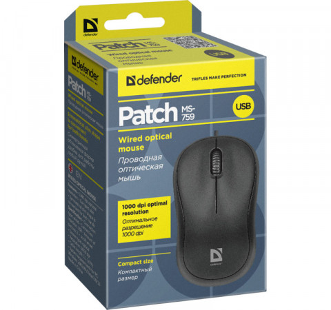 DEFENDER MYSZ PATCH MS-759 OPTICAL CZARNA 52759 - Galeria zdjęcie 5