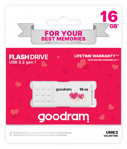Pendrive GoodRam UME3-0160W0R11-V (16GB; USB 3.0; kolor biały) VALENTINE - Galeria zdjęcie 5