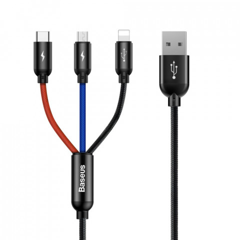 BASEUS KABEL USB 3W1 USB-C / LIGHTNING / MICRO 3A - Galeria zdjęcie 1