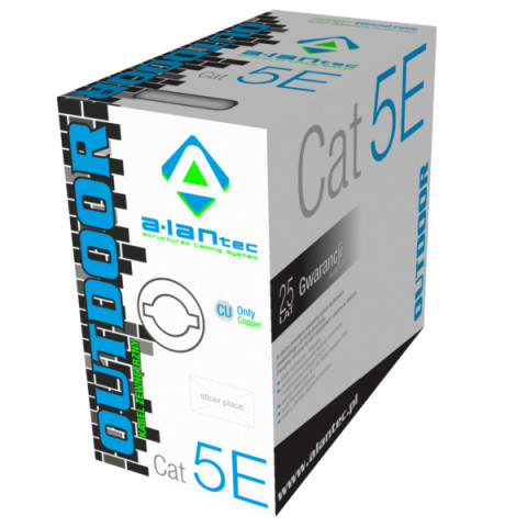 ALANTEC kabel UTP kat.5e PE KIU5OUTZ305 305m OUTDOOR ŻELOWANY czarny - Galeria zdjęcie 1
