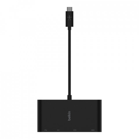 Hub Belkin USB-C Multimedia Adapter 4-in-1 Core Hub 1x4k HDMI/1xVGA/1xUSB-A/1xRJ45 Gigabit Black - Galeria zdjęcie 3