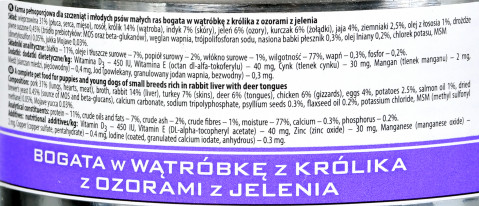 DOLINA NOTECI Premium Junior dla małych ras bogata w Wątróbkę z królika - mokra karma dla psa - 185 g - Galeria zdjęcie 2