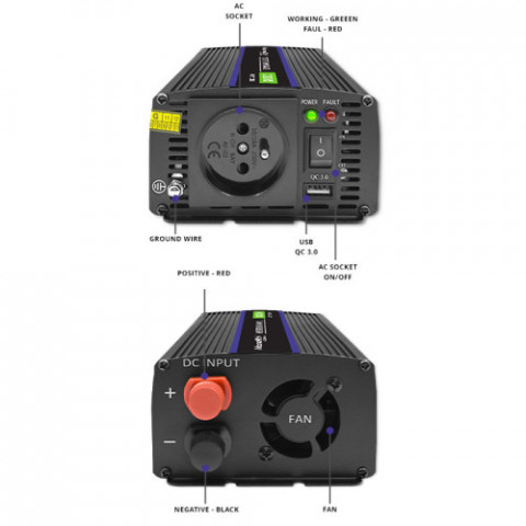 QOLTEC PRZETWORNICA NAPIĘCIA MONOLITH 1200 MS WAVE - Galeria zdjęcie 8