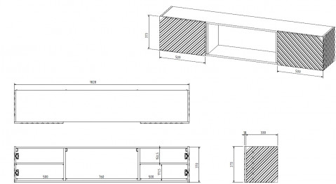 Szafka RTV LARA 183x35x37 biały mat + czarny kominek - Galeria zdjęcie 4