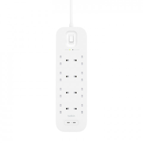 Listwa zasilająca Belkin Power Surge 8-PORT + 2xUSB-C 30W 900J 2m White - Galeria zdjęcie 2