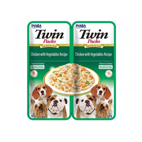 INABA Dog Twin Kurczak Warzywa 2x40g - Przysmak dla psów - 2x40g - Galeria zdjęcie 1