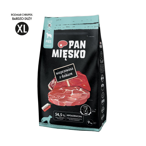 Pan Mięsko Wieprzowina z dzikiem (dorosły) chrupki XL - karma sucha dla psów - 9kg - Galeria zdjęcie 1