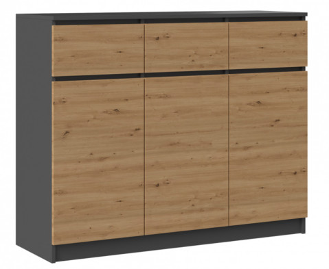 Komoda 3D3S 120x40xH97 antracyt/artisan - Galeria zdjęcie 1