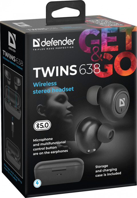 DEFENDER SŁUCHAWKI BEZPRZEWODOWE TWINS 638 63638 - Galeria zdjęcie 9