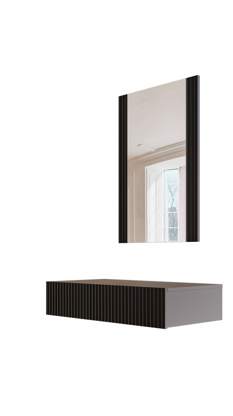 Toaletka z lustrem PAFOS 80x41,6x100 czarny mat - Galeria zdjęcie 2