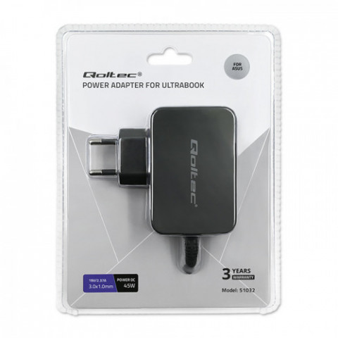 QOLTEC ZASILACZ DO ULTRABOOKA ASUS 45W | 19V - Galeria zdjęcie 7