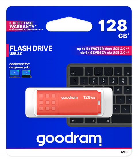 GOODRAM FLASHDRIVE 128GB UME3 USB 3.0 ORANGE - Galeria zdjęcie 5