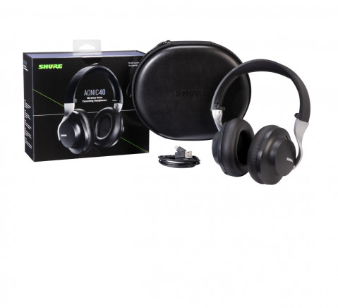 Shure SBH1DYBK1-EFS - Profesjonalne słuchawki bezprzewodowe AONIC 40 z systemem ANC (czarne) - Galeria zdjęcie 7