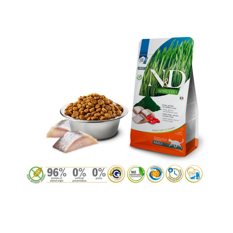 FARMINA N&D Spirulina Herring - sucha karma dla kota - 1.5 kg - Galeria zdjęcie 2
