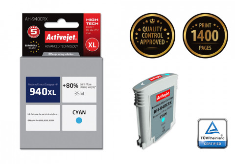 Activejet AH-940CRX Tusz do drukarki HP, Zamiennik HP 940XL C4907AE; Premium; 35 ml; błękitny. Drukuje więcej o 80%. - Galeria zdjęcie 2