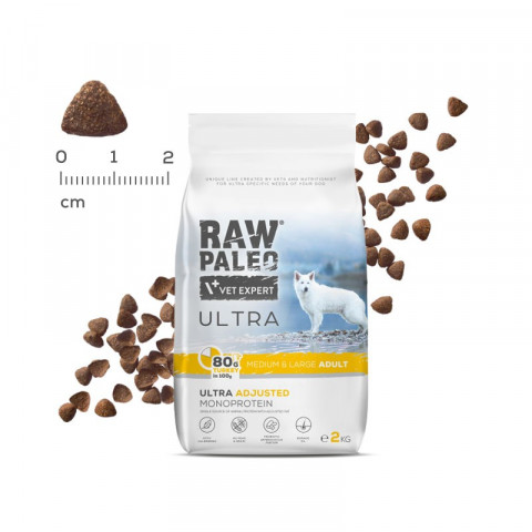 VET EXPERT Raw Paleo Ultra Medium&Large Adult Indyk - sucha karma dla psa - 2kg - Galeria zdjęcie 3