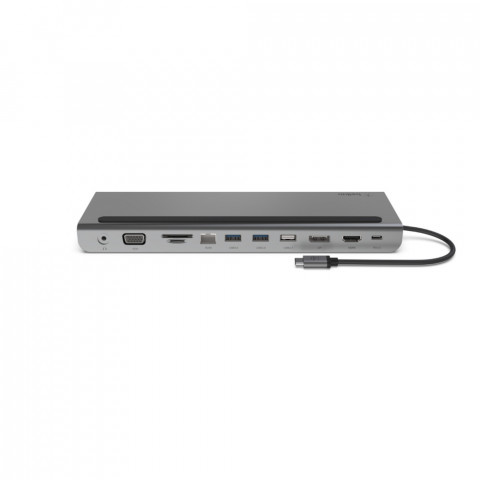 Hub Belkin Connect USB-C 11-in-1 Multiport Dock 1x4k HDMI/1xDisplayPort/1xVGA/3xUSB-A/1xUSB-C PD/1xRJ45 Gigabit/1xSD Card reader/1xMicroSD Card reader/1xAudio Grey - Galeria zdjęcie 4