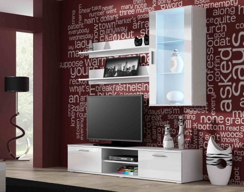 Szafka RTV SOHO 180 biały/ biały połysk - Galeria zdjęcie 3