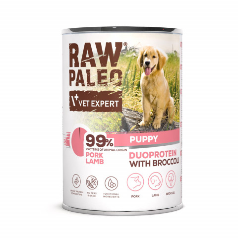 RAW PALEO Duoprotein Pork & Lamb Puppy - mokra karma dla psa - 400g - Galeria zdjęcie 1