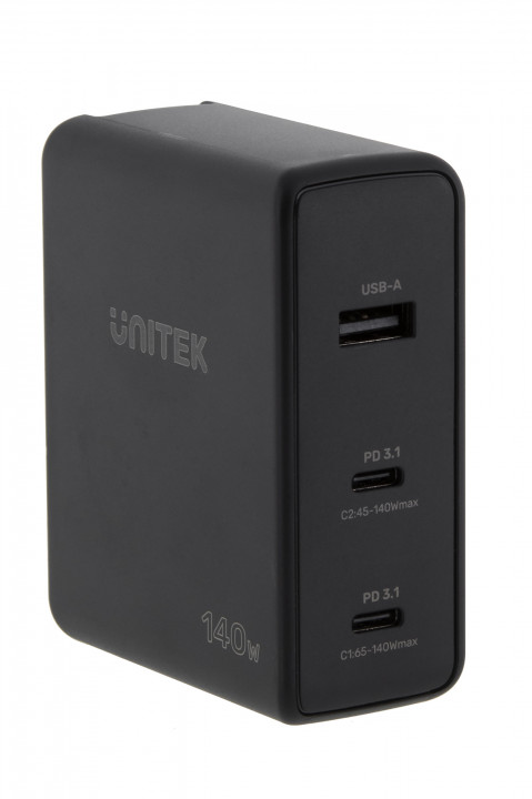 UNITEK ŁADOWARKA GAN 2X USB-C, USB-A, 140W - Galeria zdjęcie 1