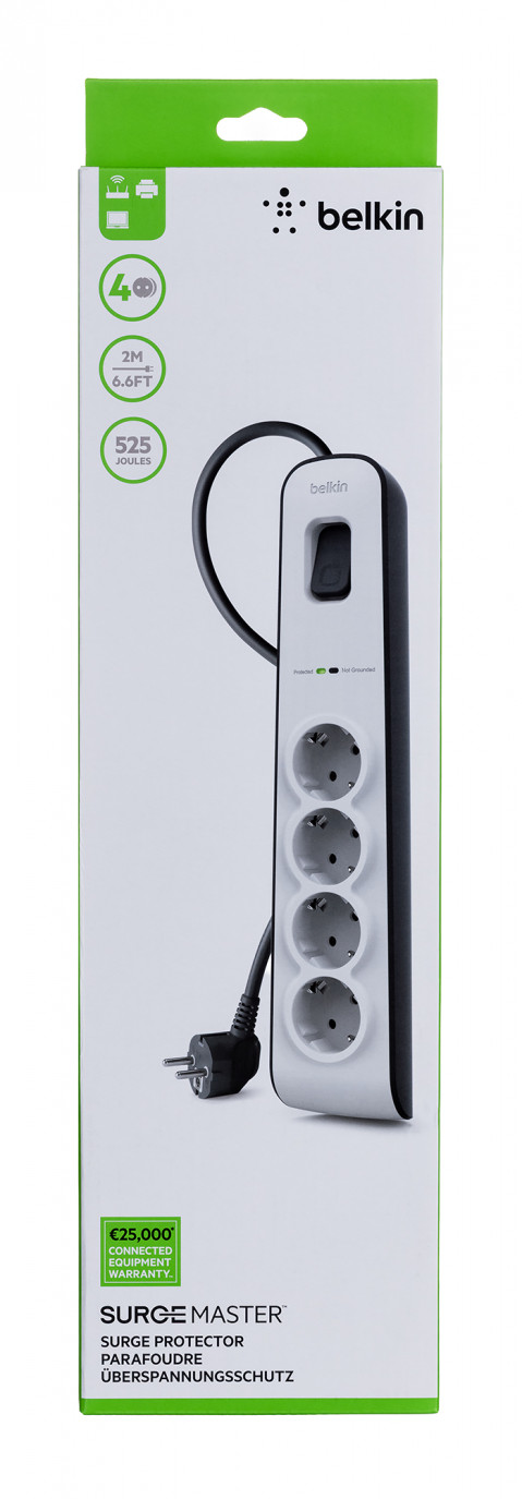 BELKIN LISTWA ZASIL. 525J, 4X SCHUKO, 2M, BIAŁA - Galeria zdjęcie 2